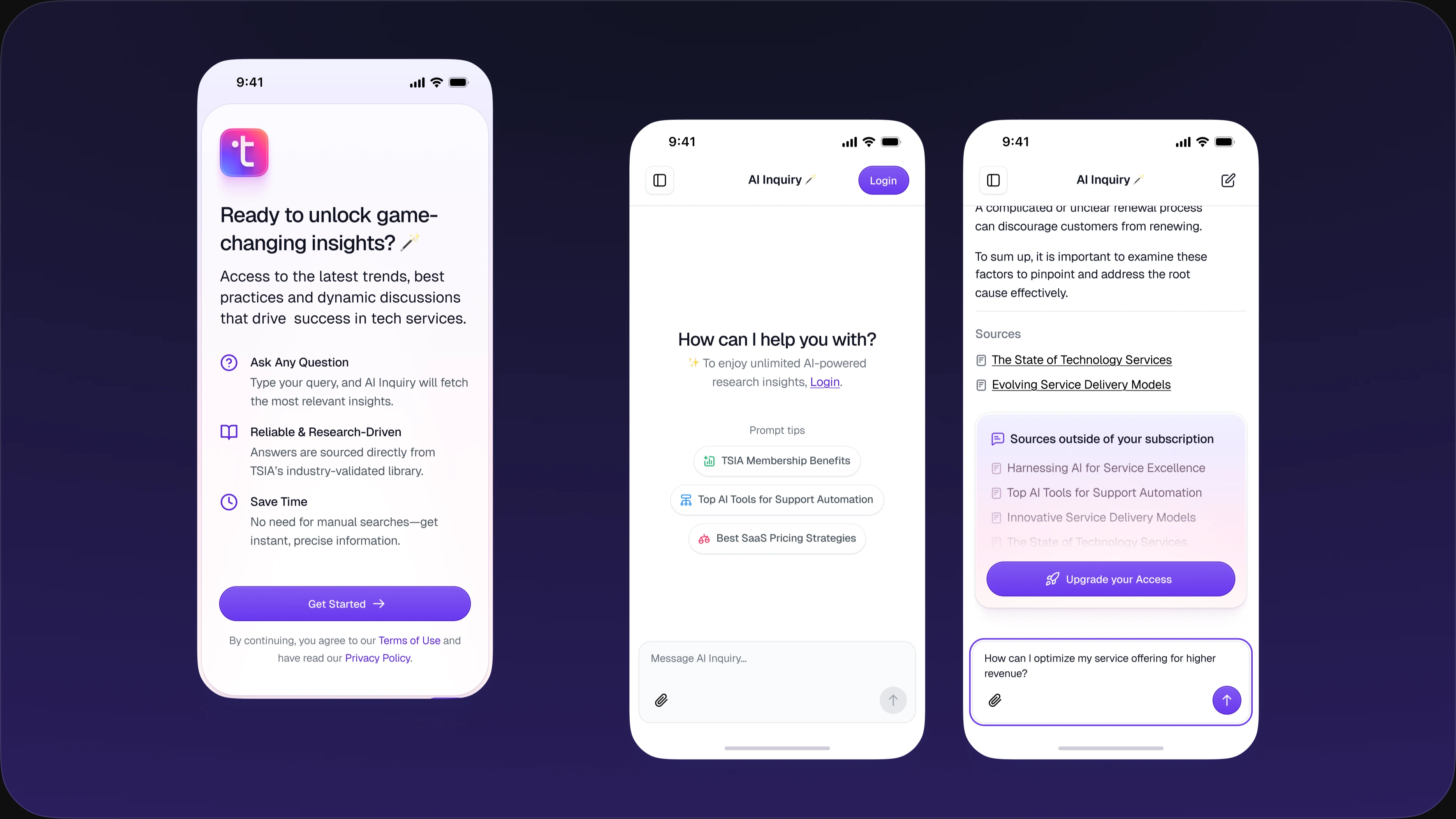 AI Inquiry onboarding and chat