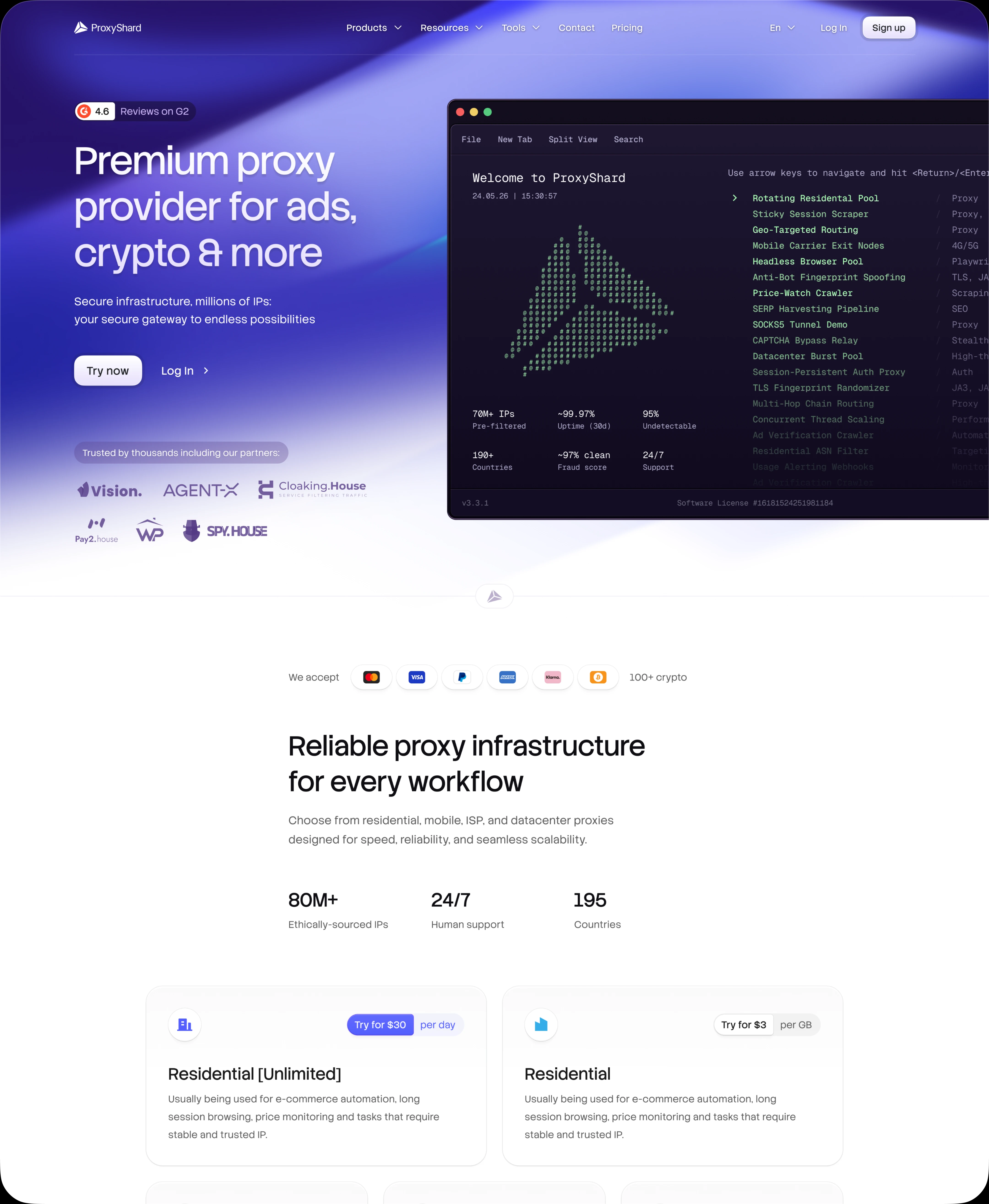 ProxyShard landing page